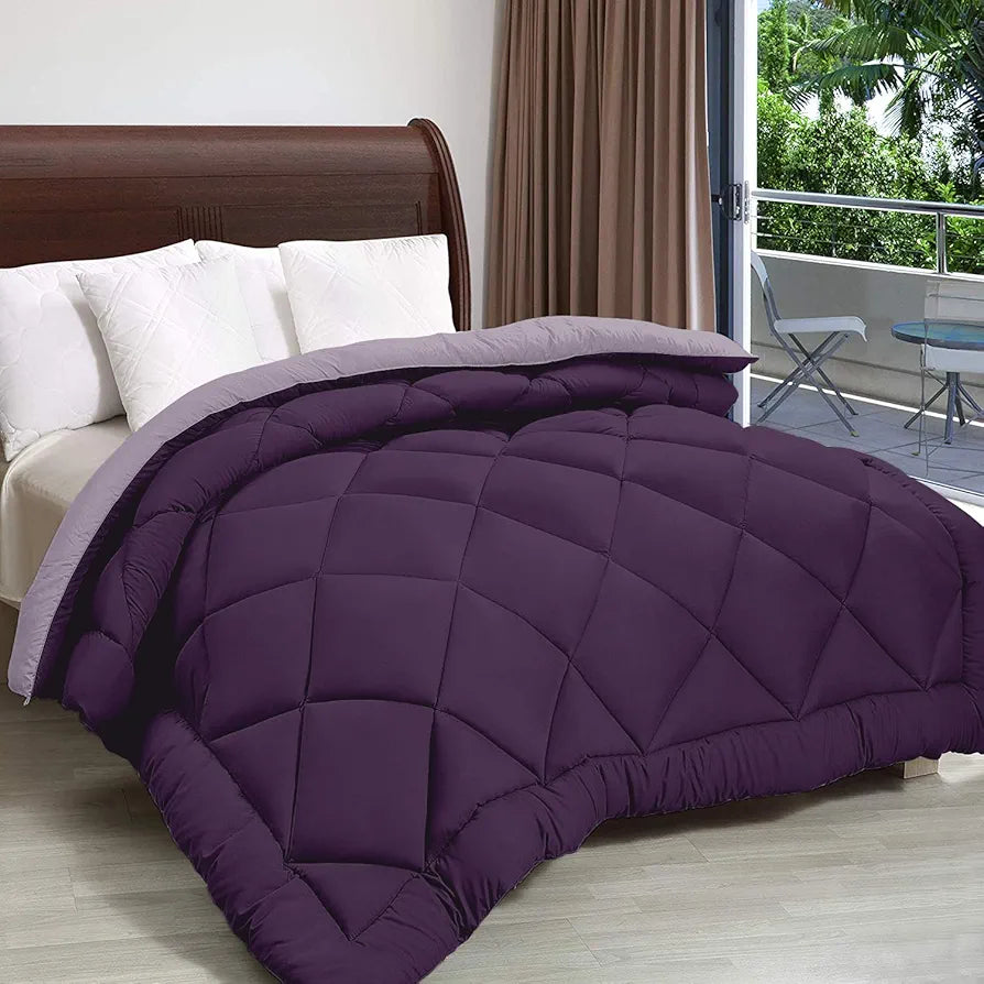 Cloth Fusion Reversible AC Comforter Set Double Bed 220 GSM,Soft Microfibre King Size Quilt Blanket for Winter